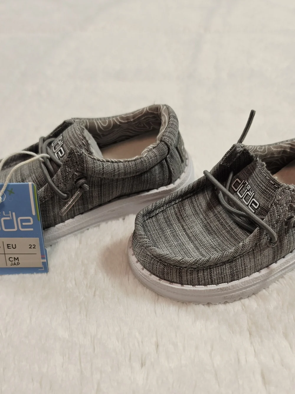 Hey Dude Baby Grey Knit Slip-On Sneakers with Elastic Laces
